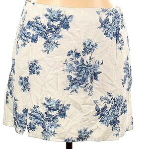American Eagle  Casual Skirt blue and white floral cotton/linen lined XL